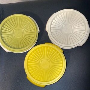 Tupperware Servalier Set of Three Round One Cup Plastic Containers with Lids